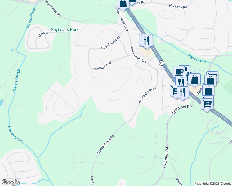 map of restaurants, bars, coffee shops, grocery stores, and more near 1595 Ivey Trace in Cumming