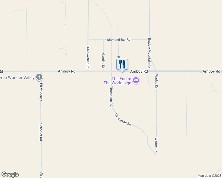 map of restaurants, bars, coffee shops, grocery stores, and more near Thompson Road in San Bernardino County