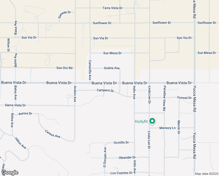 map of restaurants, bars, coffee shops, grocery stores, and more near 4934 Fortuna Court in Yucca Valley