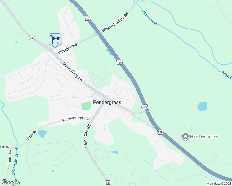 map of restaurants, bars, coffee shops, grocery stores, and more near 123 Wynn Way in Pendergrass