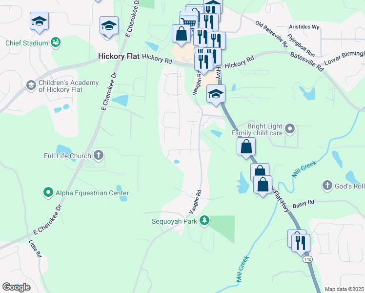 map of restaurants, bars, coffee shops, grocery stores, and more near 108 Hickory Run in Canton