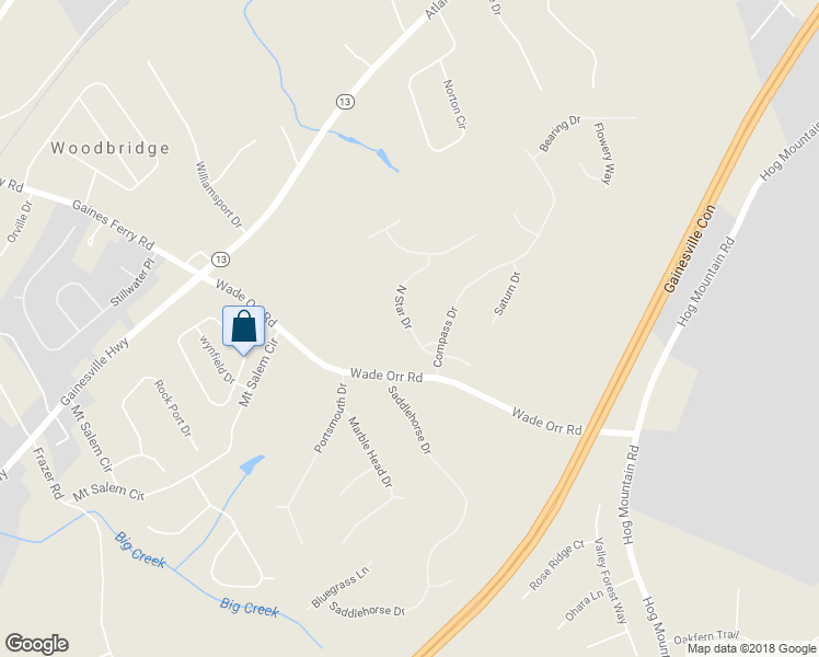 map of restaurants, bars, coffee shops, grocery stores, and more near 6186 North Star Drive in Flowery Branch