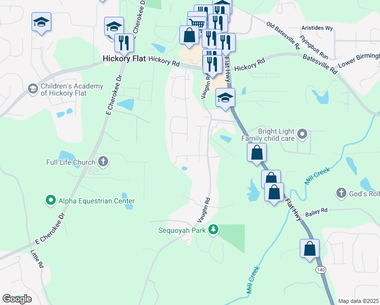 map of restaurants, bars, coffee shops, grocery stores, and more near 108 Hickory Run in Canton