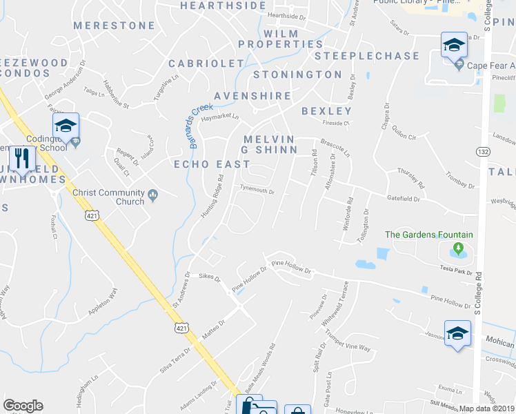 map of restaurants, bars, coffee shops, grocery stores, and more near 820 Saint Andrews Drive in Wilmington