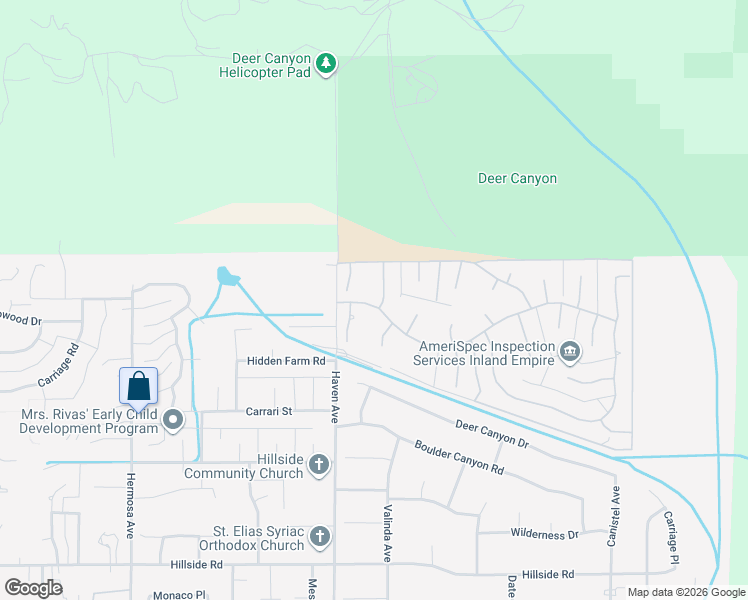map of restaurants, bars, coffee shops, grocery stores, and more near 4947 Calico Court in Rancho Cucamonga