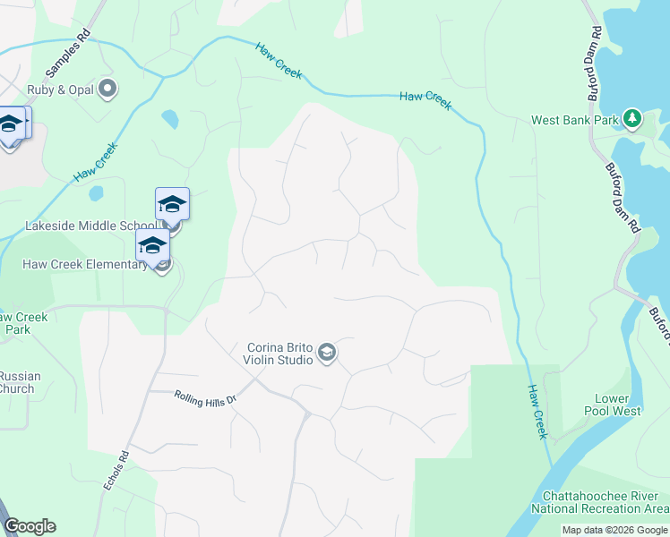 map of restaurants, bars, coffee shops, grocery stores, and more near 2940 New Columbia Court in Cumming