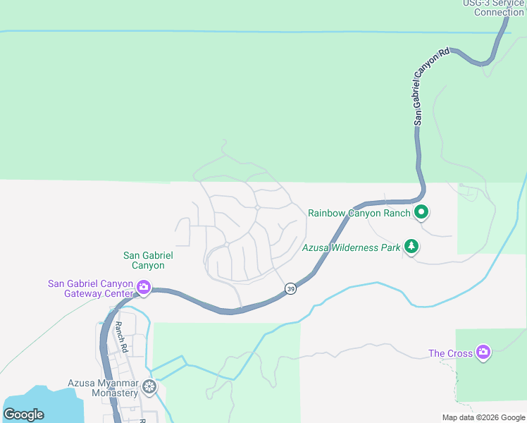 map of restaurants, bars, coffee shops, grocery stores, and more near 10 Boulder Ridge Court in Azusa