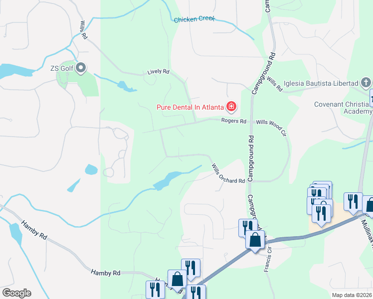 map of restaurants, bars, coffee shops, grocery stores, and more near 5902 Wills Orchard Road in Cumming