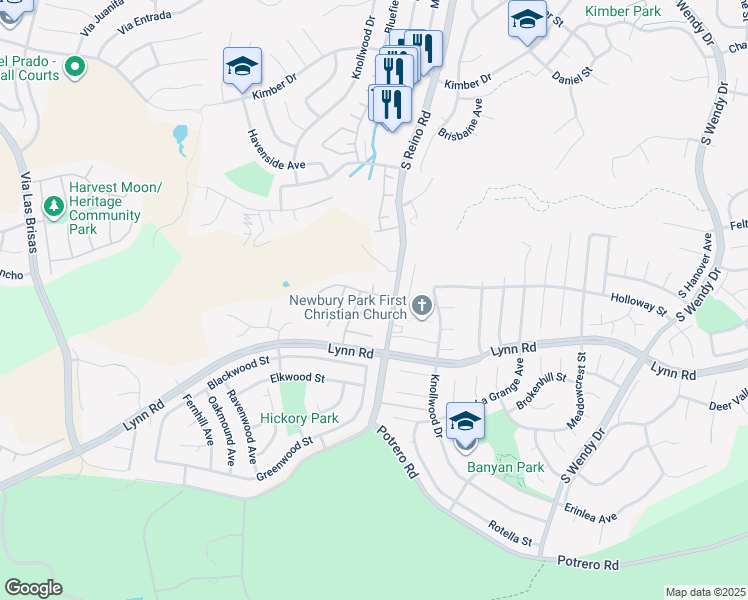 map of restaurants, bars, coffee shops, grocery stores, and more near 780 Paseo De Leon in Thousand Oaks