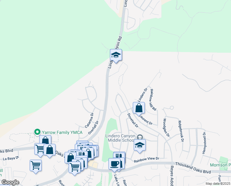 map of restaurants, bars, coffee shops, grocery stores, and more near 6087 Lake Nadine Place in Agoura Hills