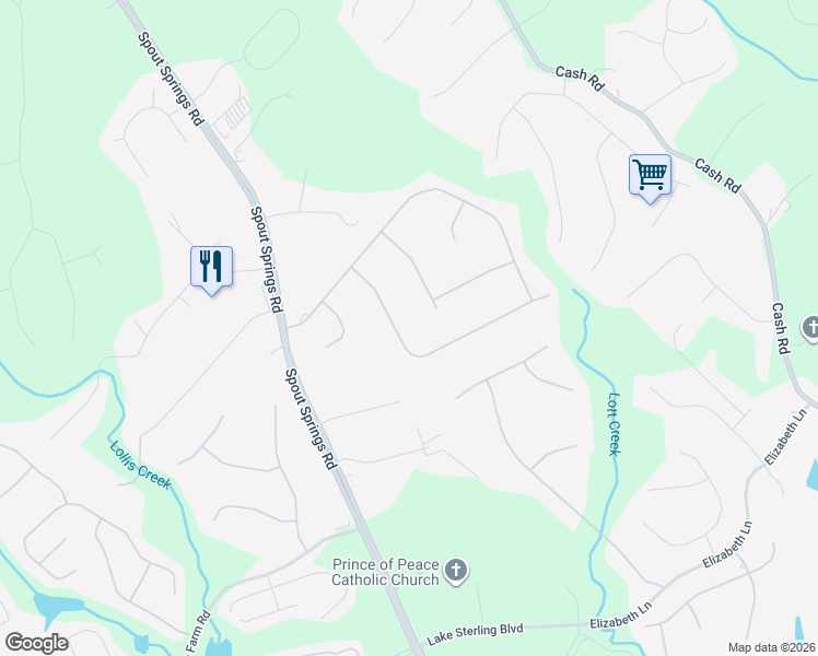 map of restaurants, bars, coffee shops, grocery stores, and more near 6339 Flat Rock Drive in Flowery Branch