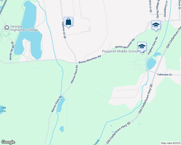 map of restaurants, bars, coffee shops, grocery stores, and more near 584 Booze Mountain Road Southeast in Lindale