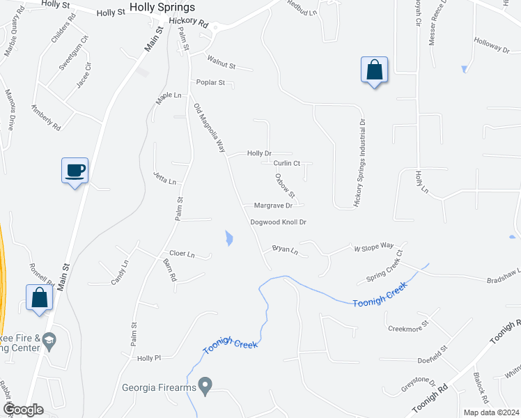 map of restaurants, bars, coffee shops, grocery stores, and more near 208 Margrave Drive in Holly Springs