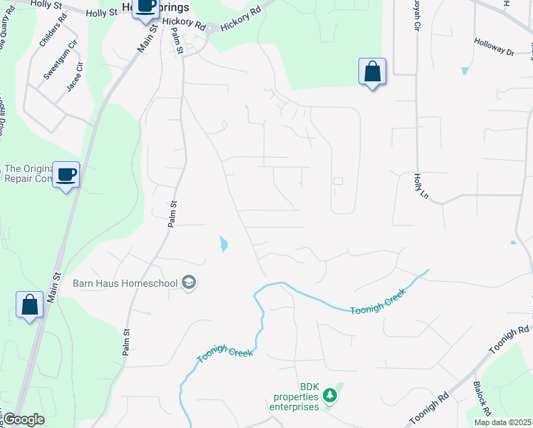 map of restaurants, bars, coffee shops, grocery stores, and more near 214 Margrave Drive in Holly Springs