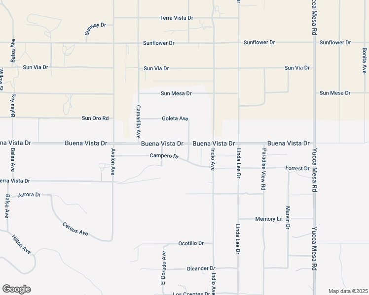 map of restaurants, bars, coffee shops, grocery stores, and more near 4918 Goleta Avenue in Yucca Valley