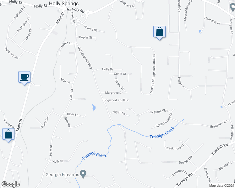 map of restaurants, bars, coffee shops, grocery stores, and more near 220 Margrave Drive in Holly Springs