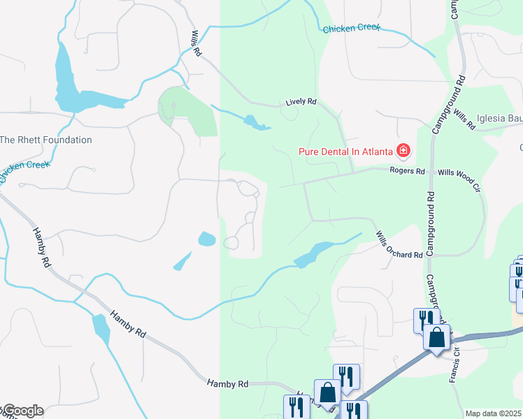 map of restaurants, bars, coffee shops, grocery stores, and more near 3635 Cottage Drive in Alpharetta