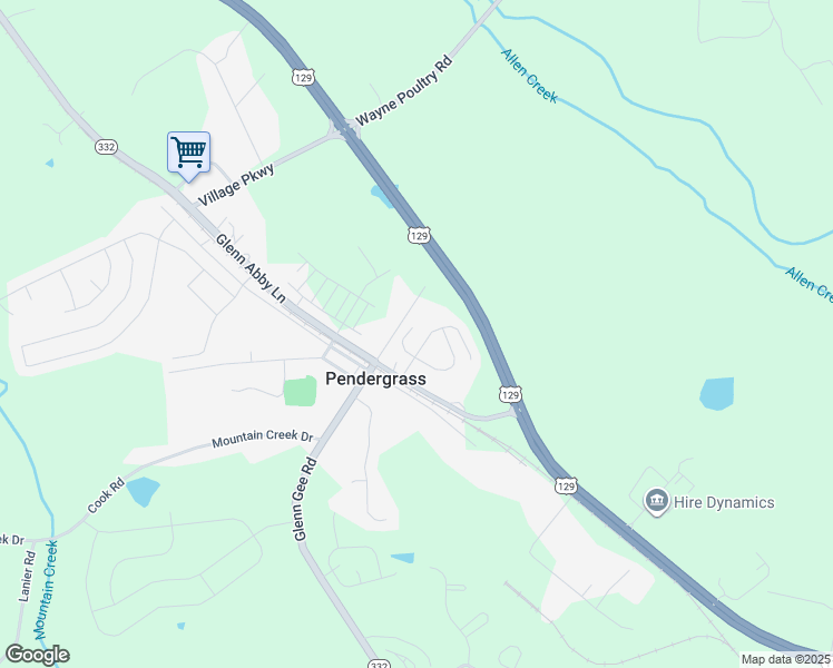 map of restaurants, bars, coffee shops, grocery stores, and more near 123 Wynn Way in Pendergrass