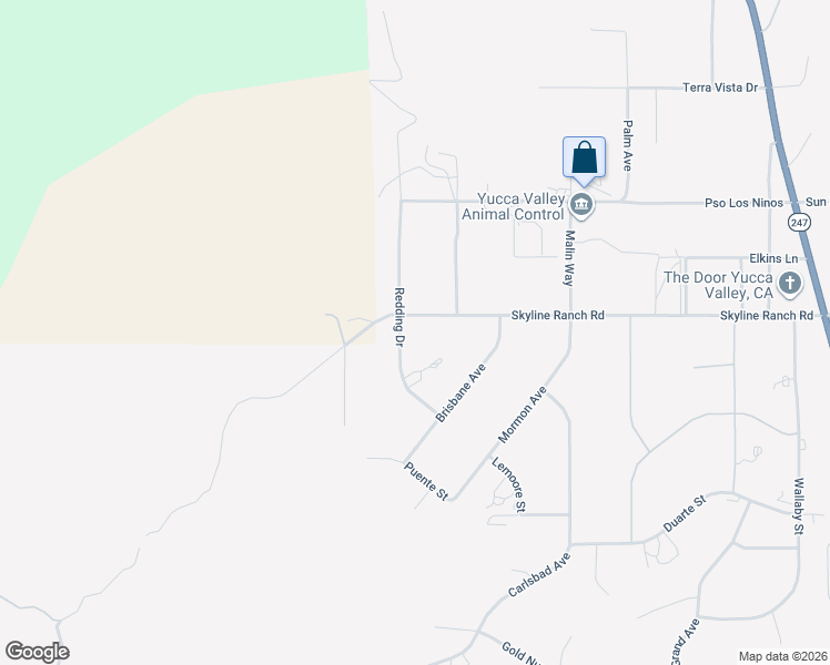 map of restaurants, bars, coffee shops, grocery stores, and more near 5077 Redding Drive in Yucca Valley