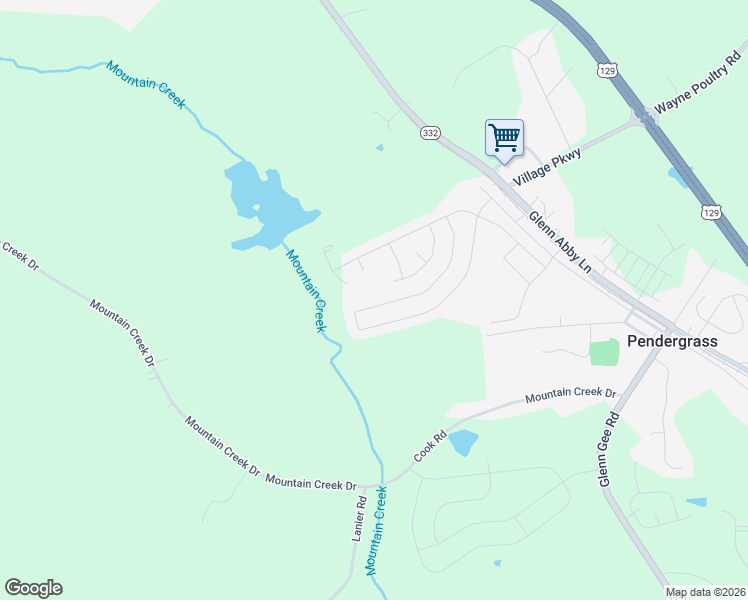 map of restaurants, bars, coffee shops, grocery stores, and more near 601 Starbuck Parkway in Pendergrass