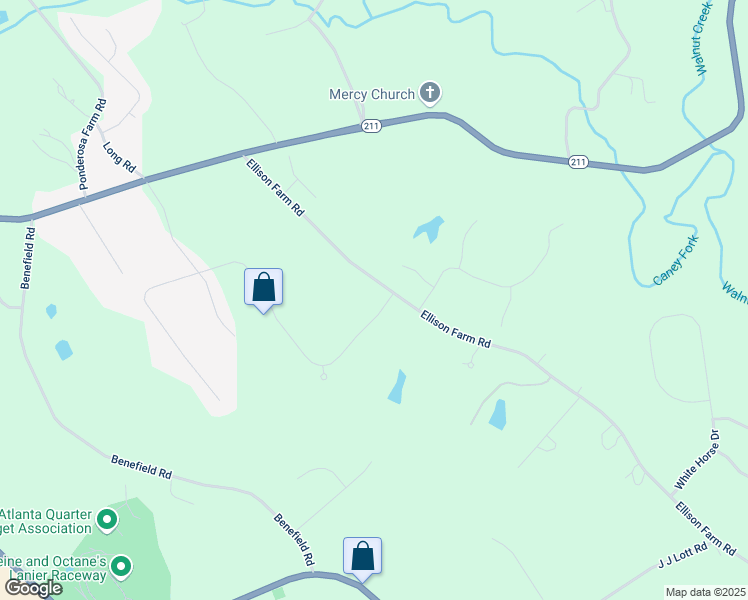 map of restaurants, bars, coffee shops, grocery stores, and more near 1351 Overland Park Drive in Braselton