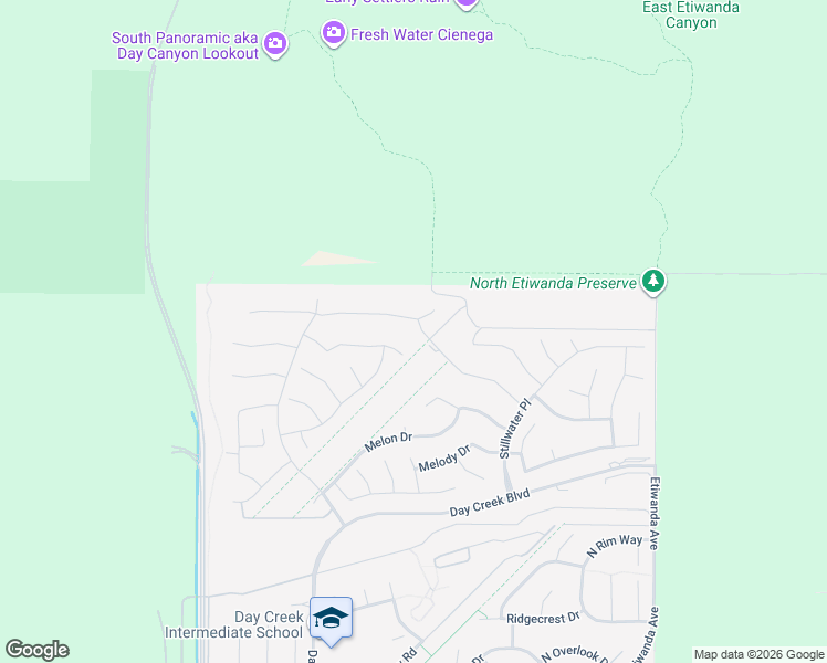 map of restaurants, bars, coffee shops, grocery stores, and more near 4980 Naples Way in Rancho Cucamonga