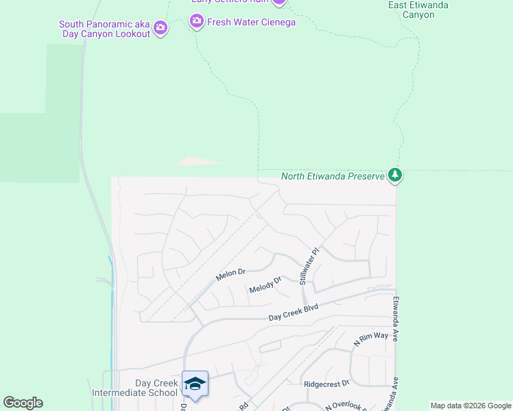 map of restaurants, bars, coffee shops, grocery stores, and more near 4991 Naples Way in Rancho Cucamonga
