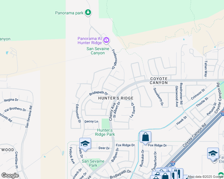 map of restaurants, bars, coffee shops, grocery stores, and more near 14792 Manor Place in Fontana