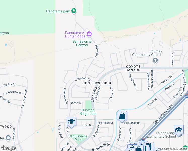 map of restaurants, bars, coffee shops, grocery stores, and more near 14792 Manor Place in Fontana