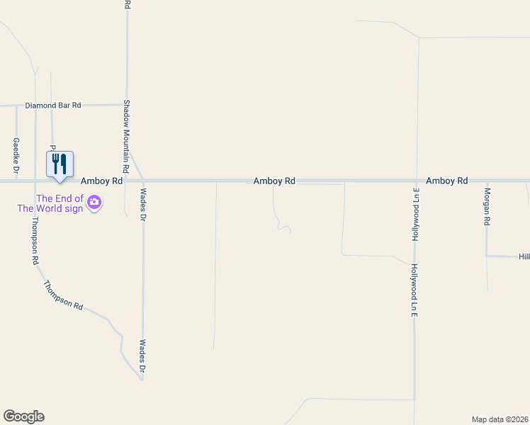 map of restaurants, bars, coffee shops, grocery stores, and more near 83683 Amboy Road in Twentynine Palms