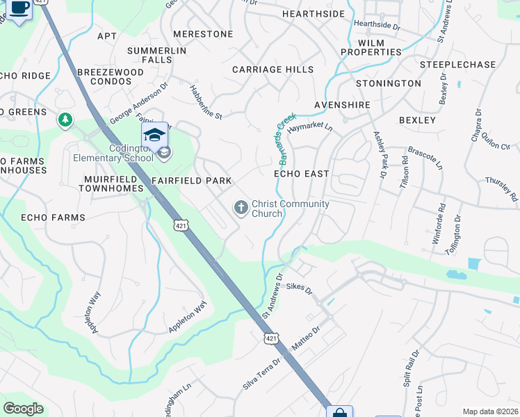 map of restaurants, bars, coffee shops, grocery stores, and more near 4526 Regent Drive in Wilmington