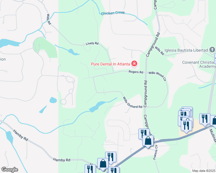 map of restaurants, bars, coffee shops, grocery stores, and more near 5902 Wills Orchard Road in Cumming