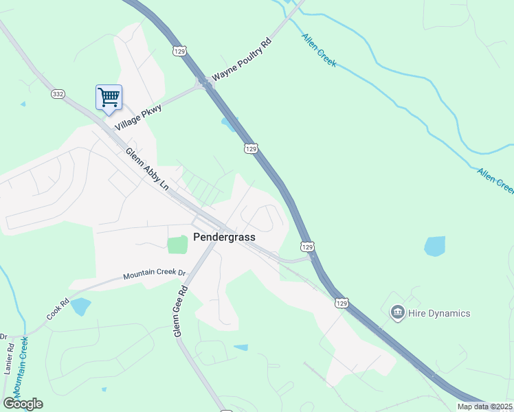 map of restaurants, bars, coffee shops, grocery stores, and more near 123 Wynn Way in Pendergrass