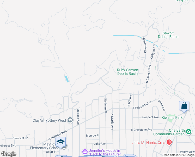 map of restaurants, bars, coffee shops, grocery stores, and more near 537 North Alta Vista Avenue in Monrovia