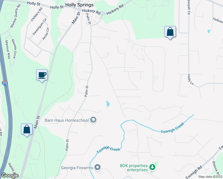 map of restaurants, bars, coffee shops, grocery stores, and more near 1043 Old Magnolia Way in Canton