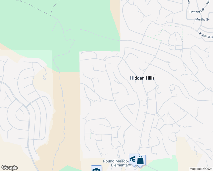 map of restaurants, bars, coffee shops, grocery stores, and more near 5565 Jed Smith Road in Hidden Hills