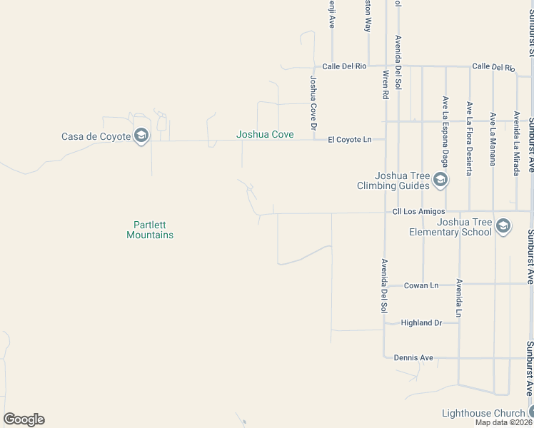 map of restaurants, bars, coffee shops, grocery stores, and more near 61271 Calle Los Amigos in Joshua Tree