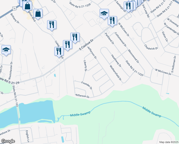 map of restaurants, bars, coffee shops, grocery stores, and more near 2830 Constitution Drive in Florence