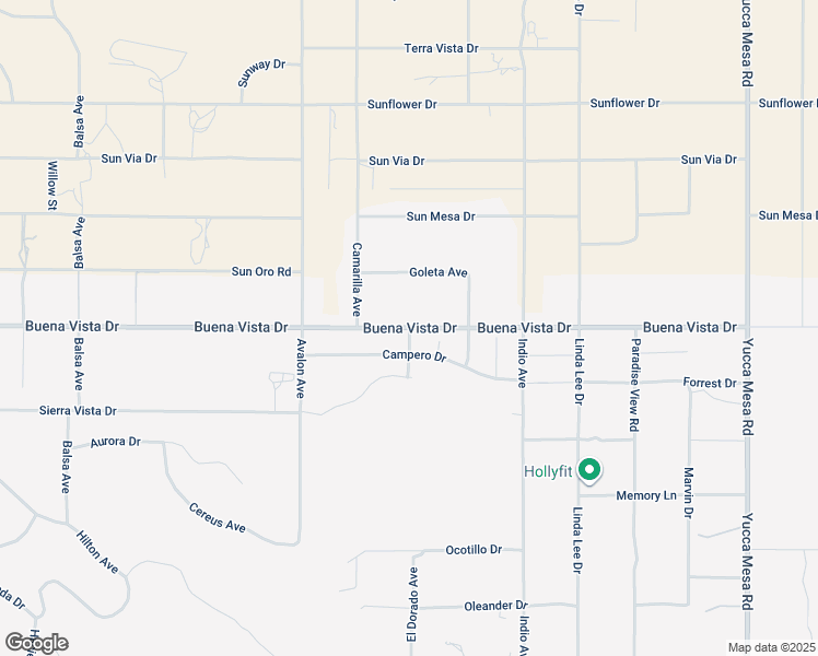 map of restaurants, bars, coffee shops, grocery stores, and more near El Dorado Avenue in Yucca Valley