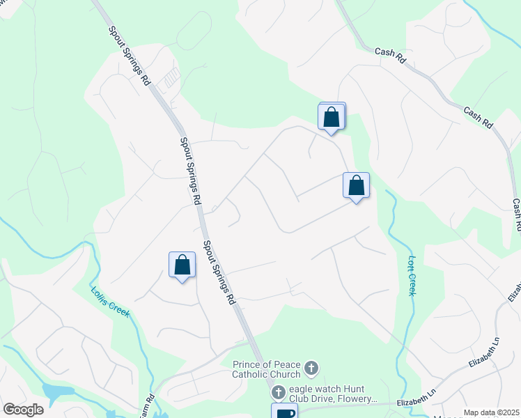 map of restaurants, bars, coffee shops, grocery stores, and more near 6328 Flat Rock Drive in Flowery Branch