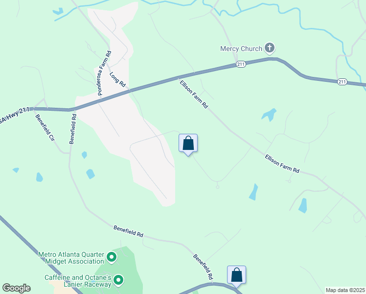 map of restaurants, bars, coffee shops, grocery stores, and more near 1238 Overland Park Drive in Braselton