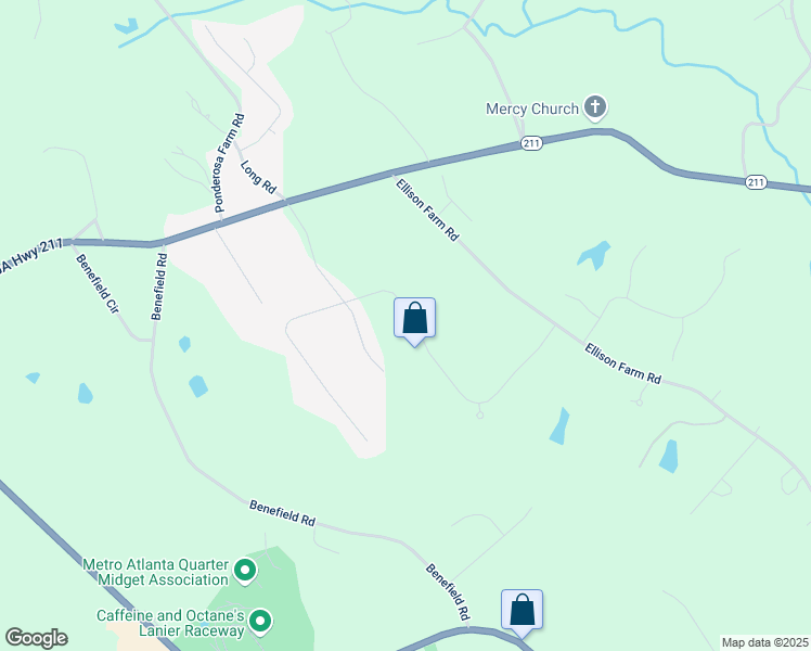 map of restaurants, bars, coffee shops, grocery stores, and more near 1238 Overland Park Drive in Braselton
