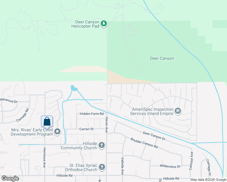 map of restaurants, bars, coffee shops, grocery stores, and more near 4947 Calico Court in Rancho Cucamonga