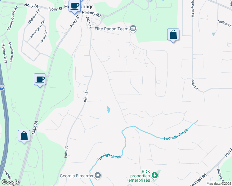 map of restaurants, bars, coffee shops, grocery stores, and more near 201 Margrave Drive in Holly Springs