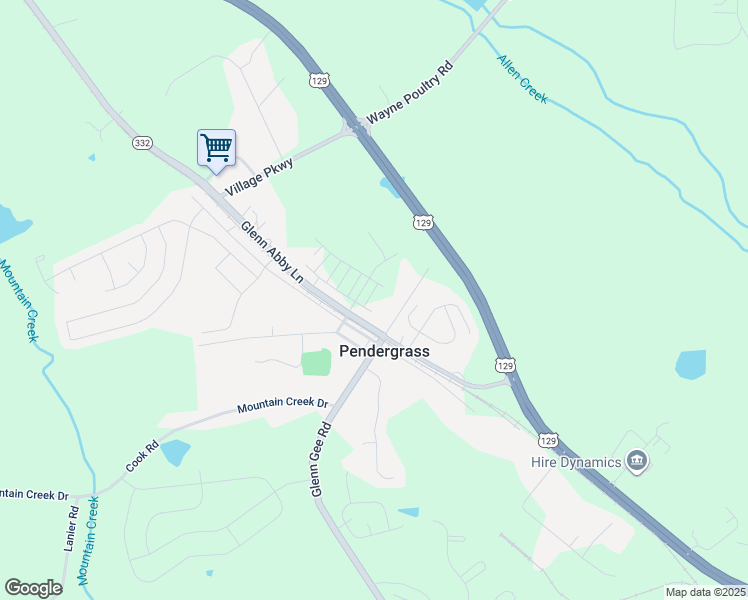 map of restaurants, bars, coffee shops, grocery stores, and more near 438 Old Gainesville Highway in Pendergrass