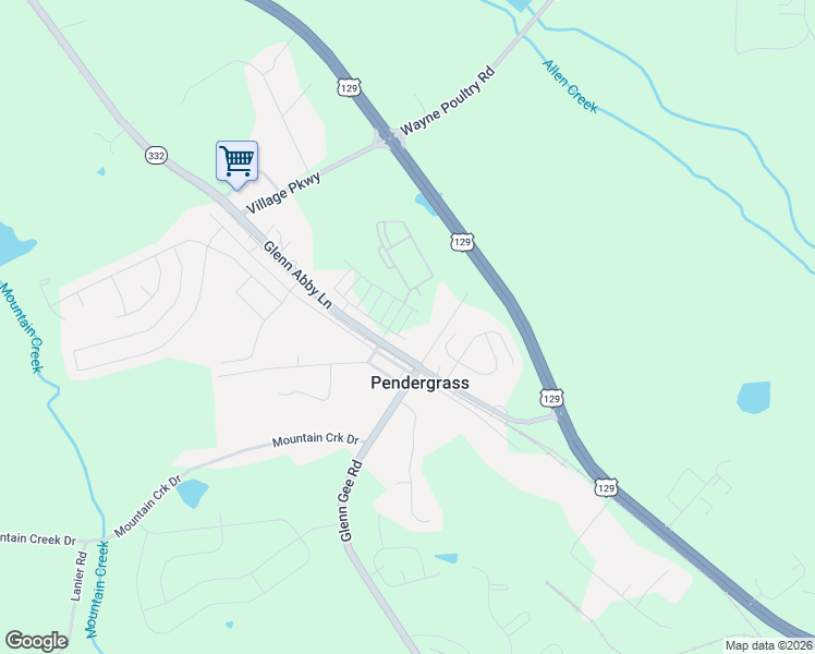 map of restaurants, bars, coffee shops, grocery stores, and more near 438 Old Gainesville Highway in Pendergrass