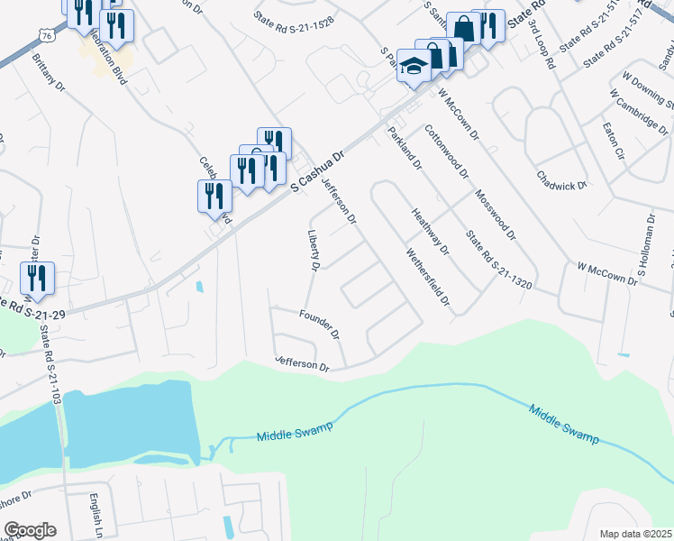 map of restaurants, bars, coffee shops, grocery stores, and more near 2830 Constitution Drive in Florence