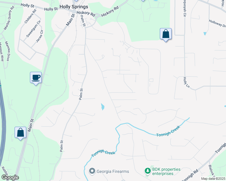 map of restaurants, bars, coffee shops, grocery stores, and more near 205 Margrave Drive in Holly Springs