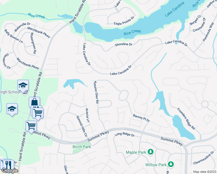 map of restaurants, bars, coffee shops, grocery stores, and more near 15 High Glen Court in Columbia