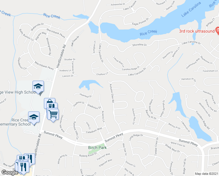 map of restaurants, bars, coffee shops, grocery stores, and more near 501 Autumn Glen Road in Columbia